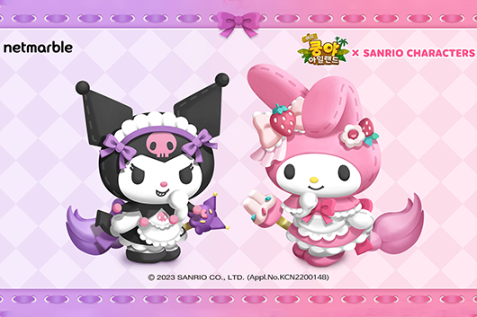 Sanrio characters MY MELODY and KUROMI Join Merge Fantasy Island